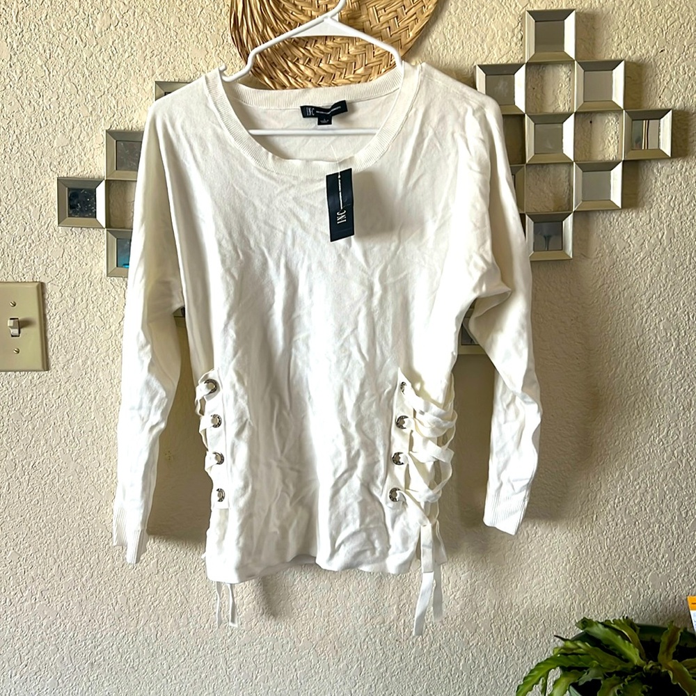 White Sweater INC Large NWT!!